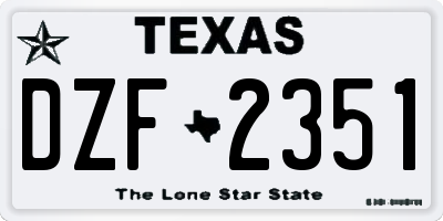 TX license plate DZF2351