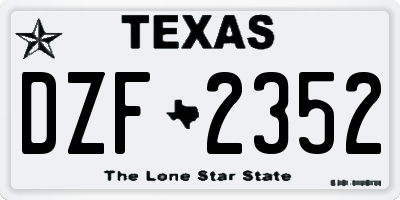 TX license plate DZF2352