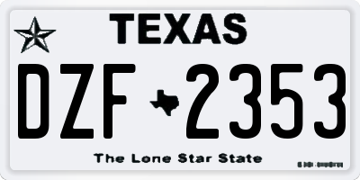 TX license plate DZF2353