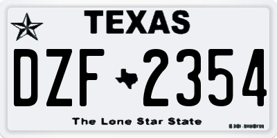 TX license plate DZF2354
