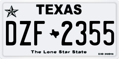 TX license plate DZF2355