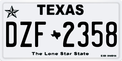 TX license plate DZF2358