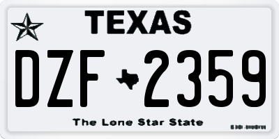 TX license plate DZF2359