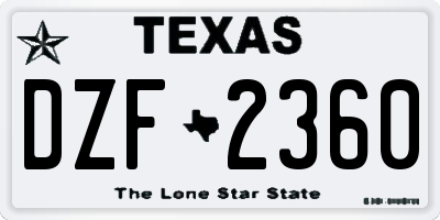 TX license plate DZF2360