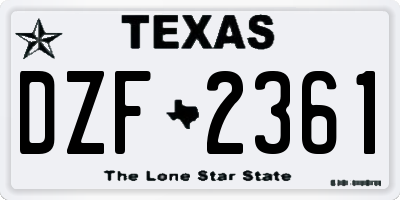 TX license plate DZF2361