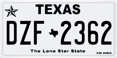 TX license plate DZF2362