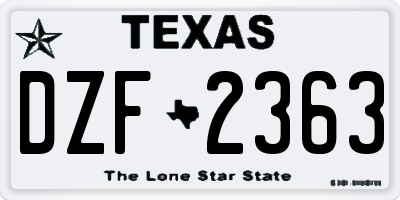 TX license plate DZF2363