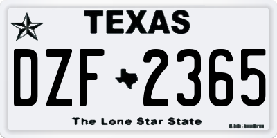 TX license plate DZF2365