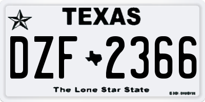 TX license plate DZF2366