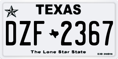 TX license plate DZF2367