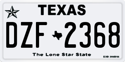 TX license plate DZF2368