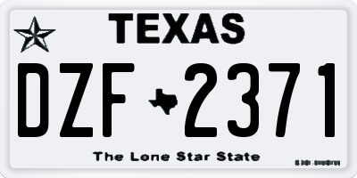 TX license plate DZF2371