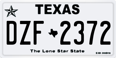 TX license plate DZF2372