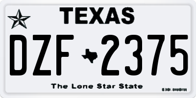 TX license plate DZF2375