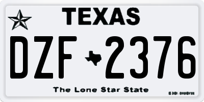 TX license plate DZF2376