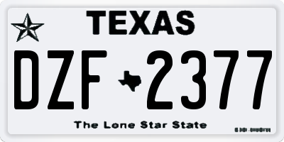 TX license plate DZF2377