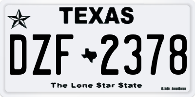 TX license plate DZF2378