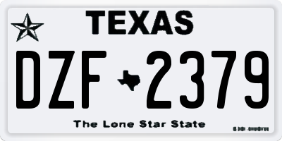 TX license plate DZF2379