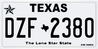 TX license plate DZF2380