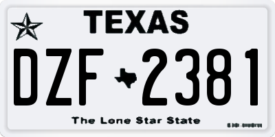 TX license plate DZF2381