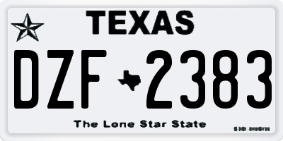 TX license plate DZF2383