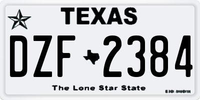 TX license plate DZF2384