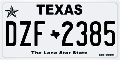 TX license plate DZF2385