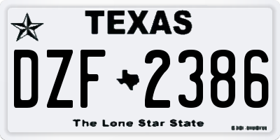TX license plate DZF2386