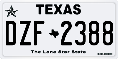 TX license plate DZF2388