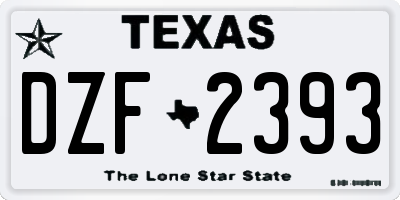 TX license plate DZF2393