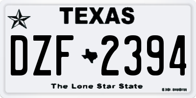 TX license plate DZF2394
