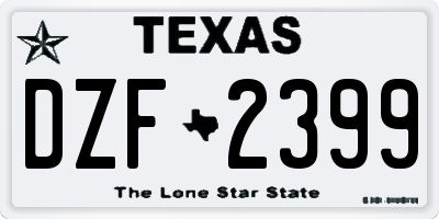 TX license plate DZF2399