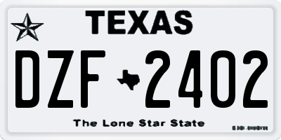TX license plate DZF2402