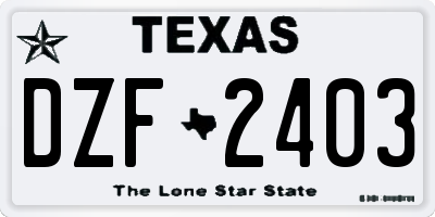 TX license plate DZF2403