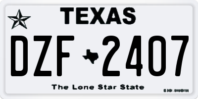 TX license plate DZF2407