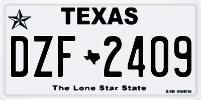 TX license plate DZF2409