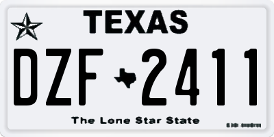 TX license plate DZF2411