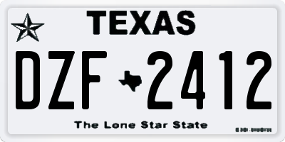 TX license plate DZF2412
