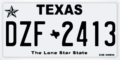 TX license plate DZF2413