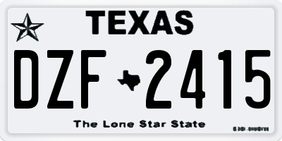 TX license plate DZF2415