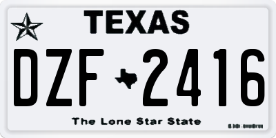 TX license plate DZF2416