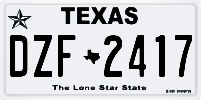 TX license plate DZF2417