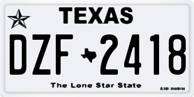 TX license plate DZF2418