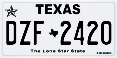 TX license plate DZF2420