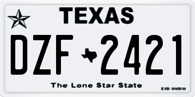 TX license plate DZF2421