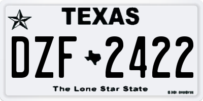 TX license plate DZF2422