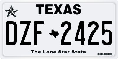 TX license plate DZF2425