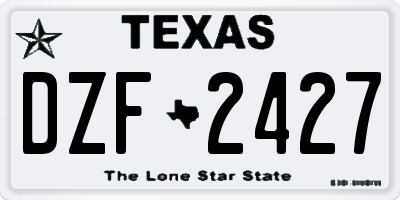 TX license plate DZF2427