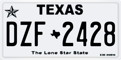 TX license plate DZF2428