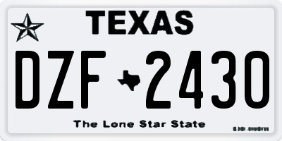 TX license plate DZF2430